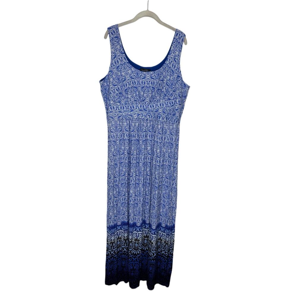 Spence Women's Sleeveless Long Maxi Blue White Printed Boho Dress Size XXL NWT